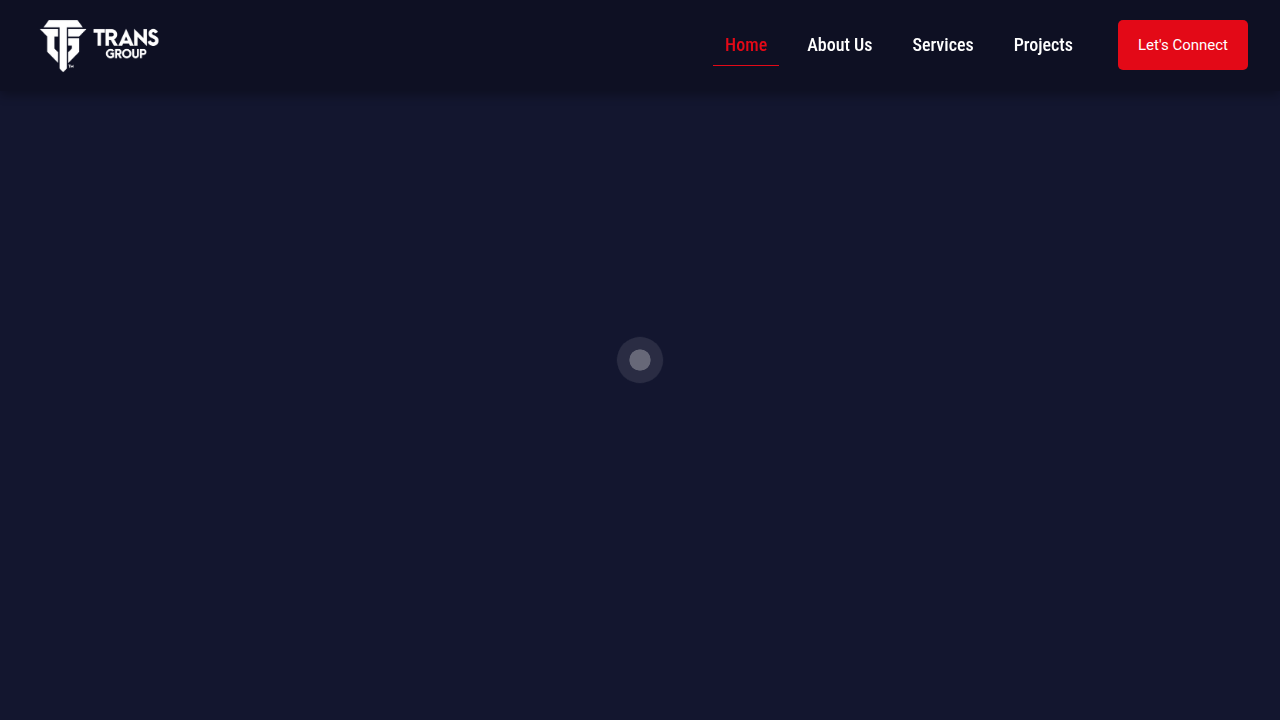 Homepage of Trans Group, a full-stack agency specializing in sports and media services.
