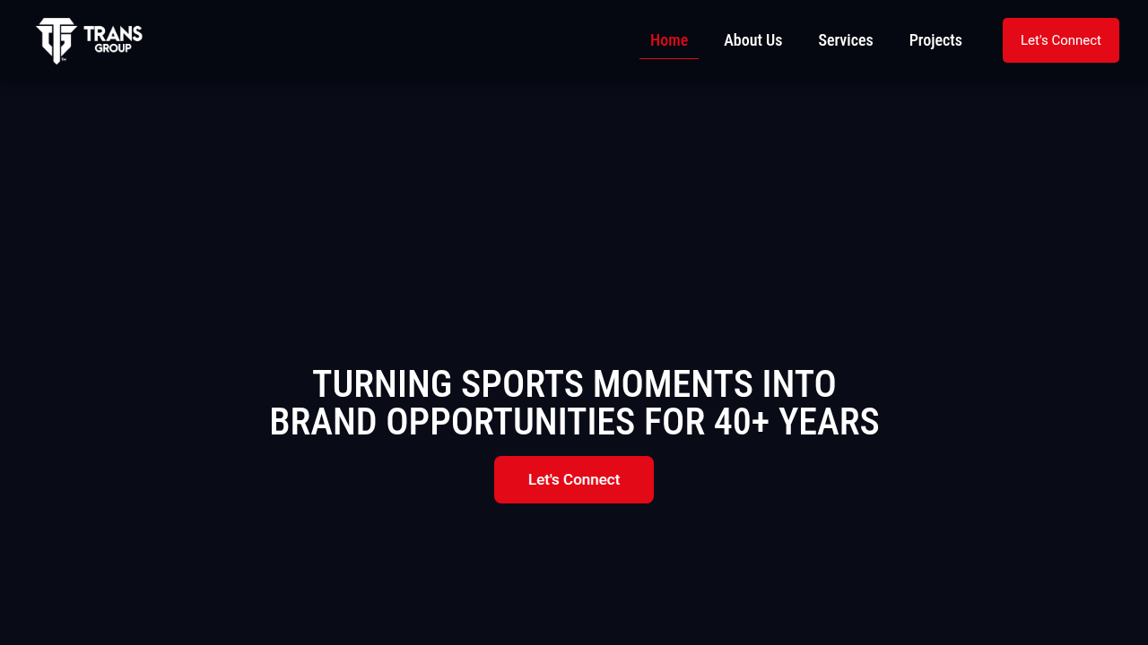 A screenshot of the Trans Group website, highlighting their comprehensive services for broadcast and event management.