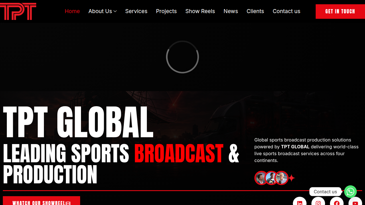 Broadcasting Regional Football: Solutions for Global Reach and Revenue Growth 2 The TPT Global website, a provider of end-to-end live sports broadcast production services.