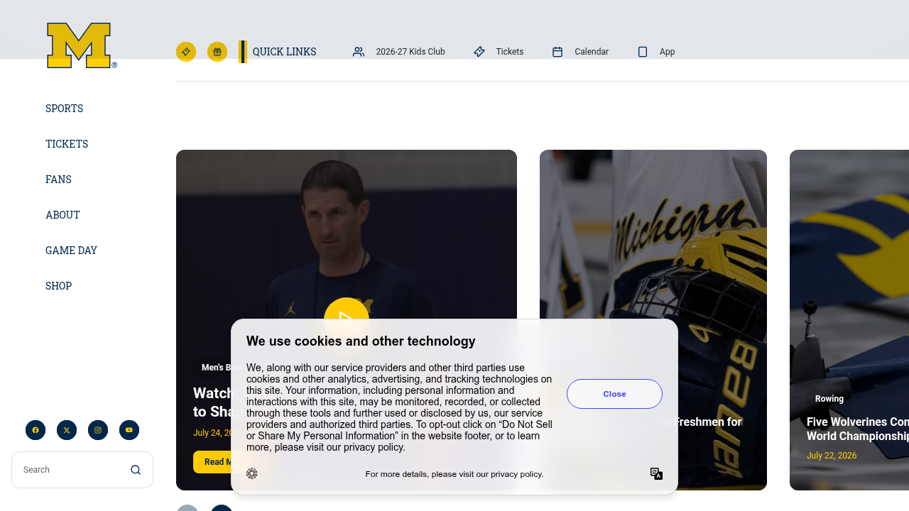 The official website for University of Michigan Athletics, 'MGoBlue.com', often featuring schedule announcements.