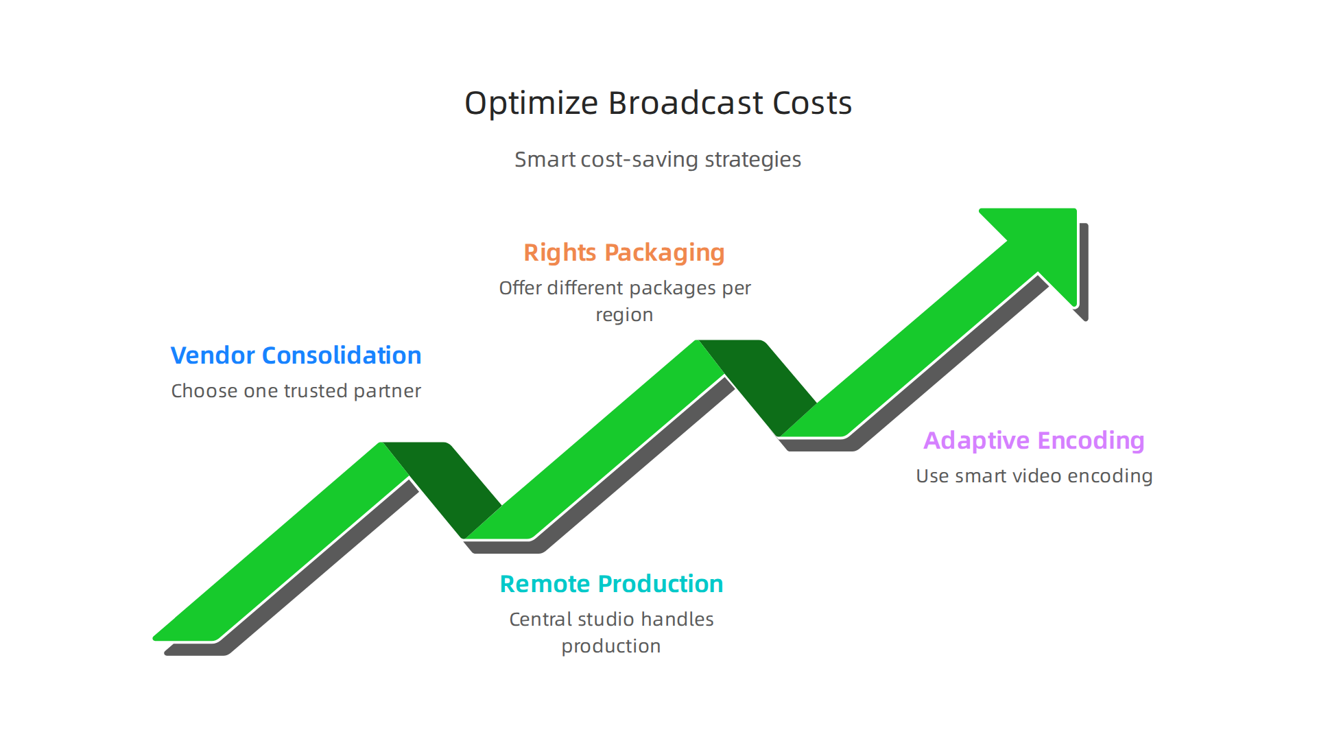 Mastering Global Sports Broadcasting for Worldwide Fan Engagement 5 An infographic detailing practical strategies sports organizations can employ to manage and reduce live broadcast expenditures.