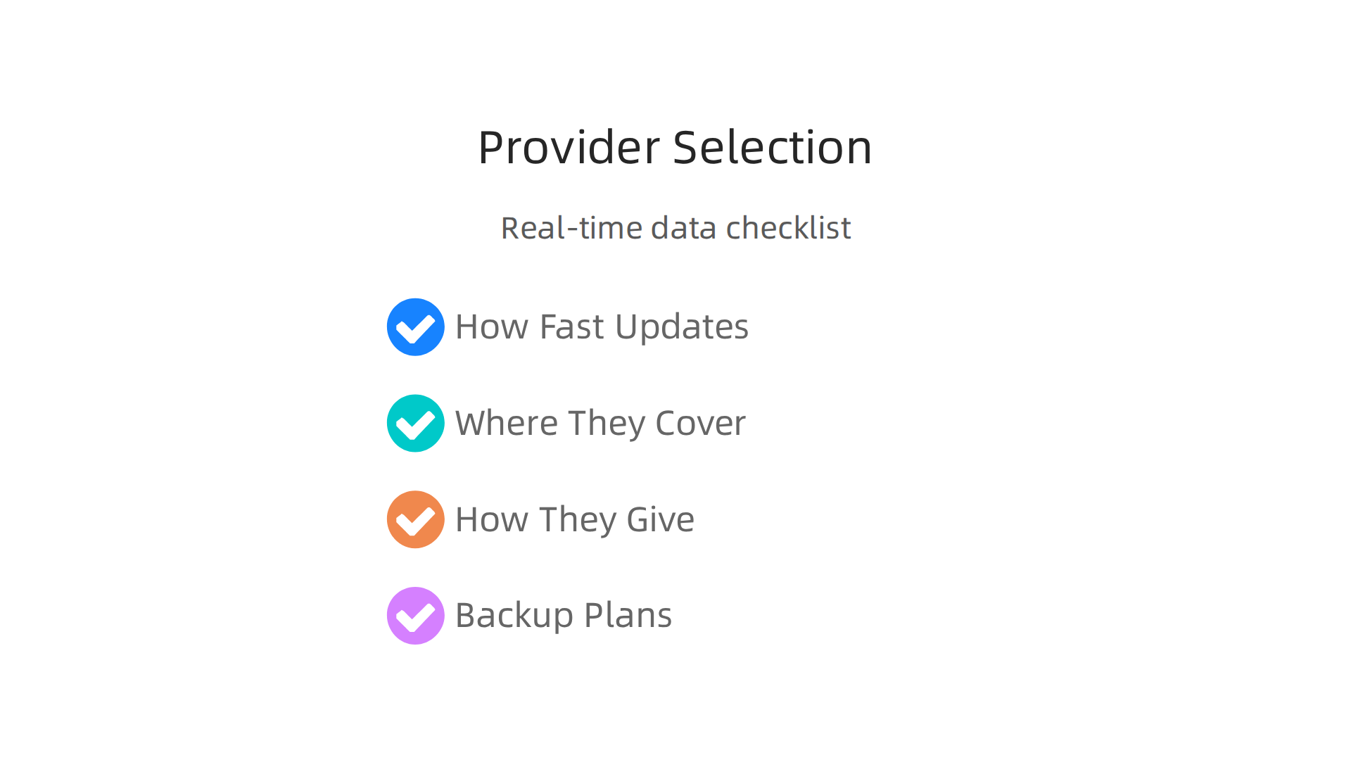 An infographic outlining essential considerations when selecting real-time sports data providers.