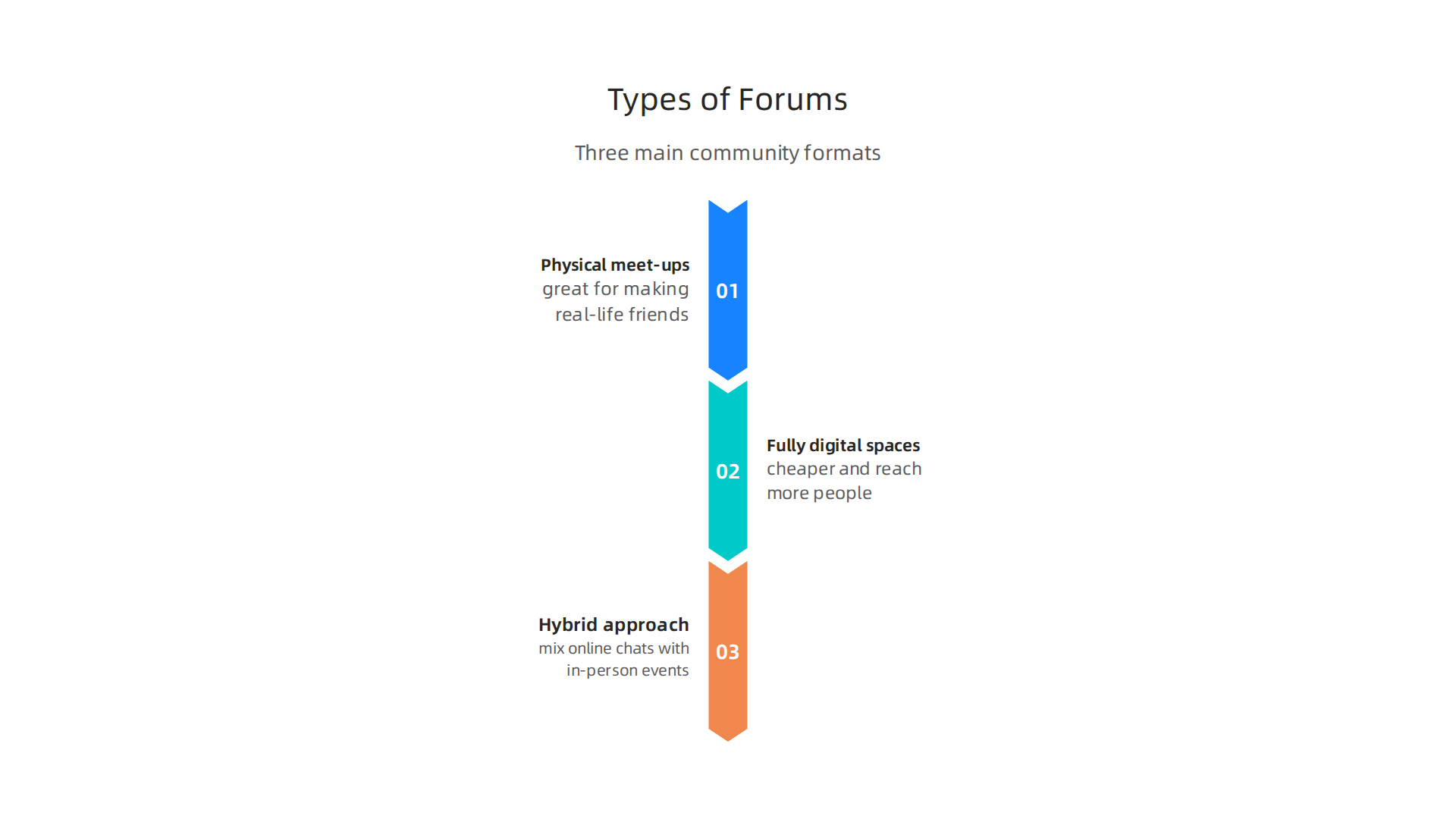 Sports Forum Hawaii: Blueprint for Maximizing Regional Fan Connection 3 An infographic illustrating the three main formats for establishing a sports forum: physical meet-ups, fully digital spaces, and hybrid approaches.